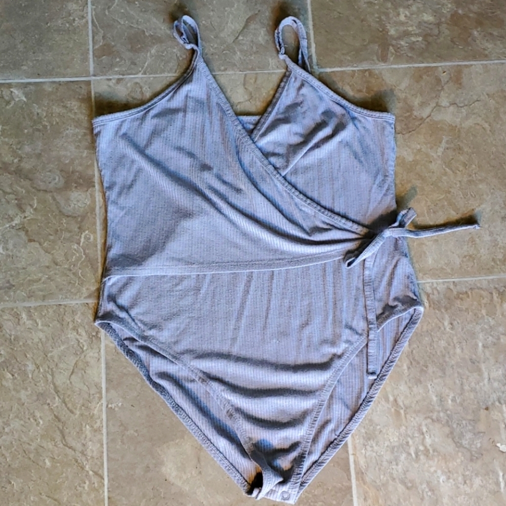 Half Wrap Flap w/ Tie  Tank Top Camisole Bodysuit